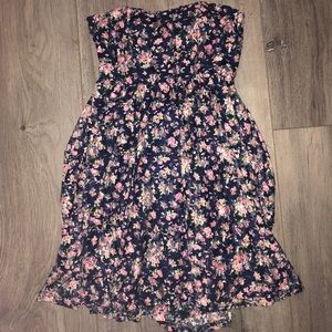 floral strapless dress